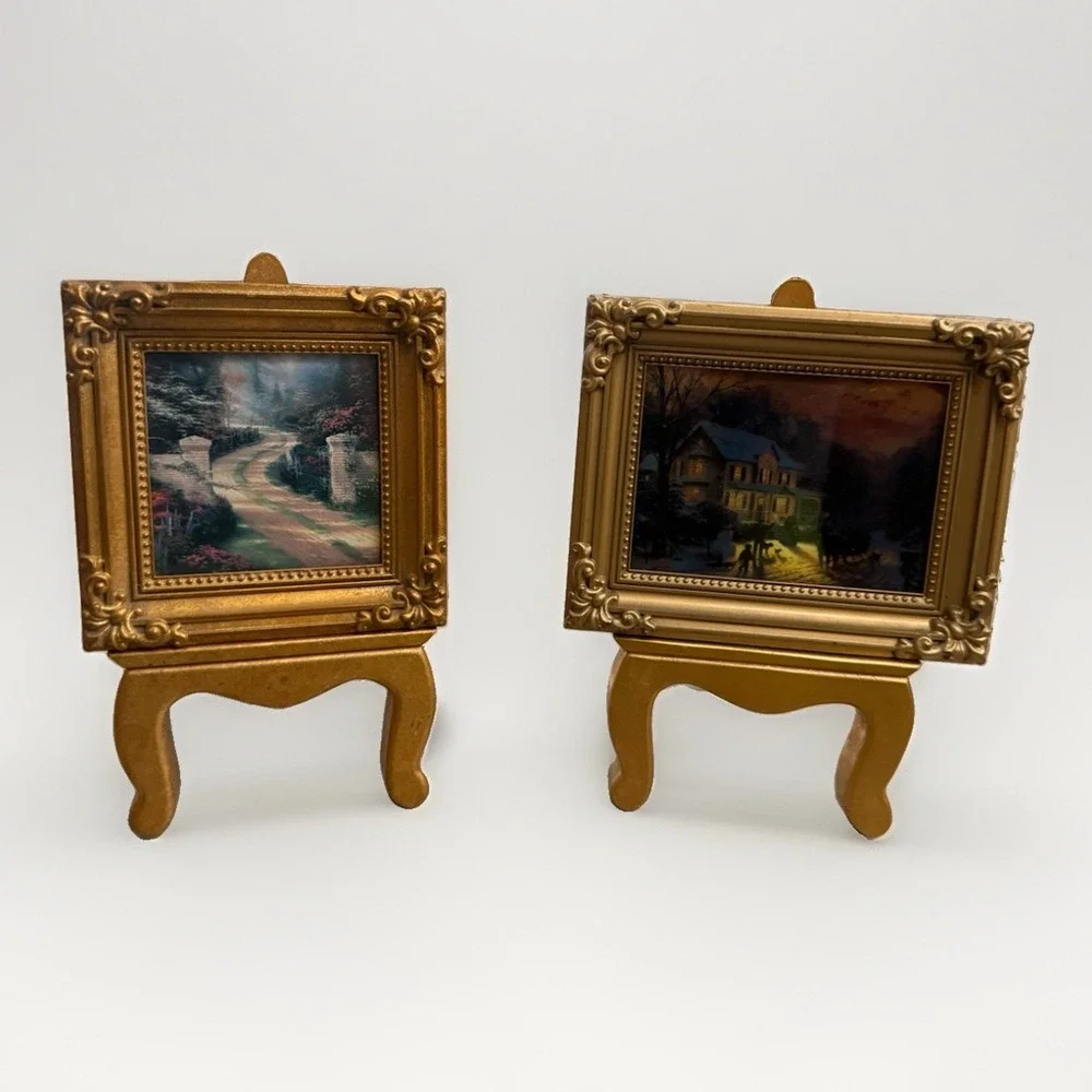 Thomas Kinkade Gold Ornate Baroque Picture Frame Tabletop Stand Easel